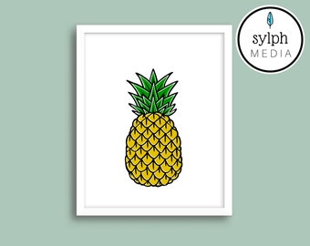 Wall art, printable wall art, kitchen wall art, wall art print, Pineapple Print, Pineapple Wall Art, Tropical Print, Pineapple Art, Fruit