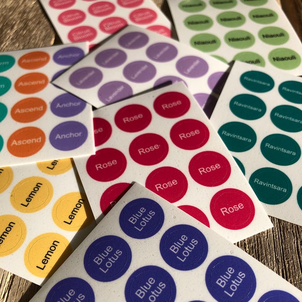 Custom Sets - Essential Oil Bottle Cap Label Stickers - perfect for DoTerra oils