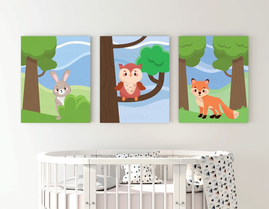 Animal Canvas Prints Nursery Animal Wall Art Baby Animal Etsy