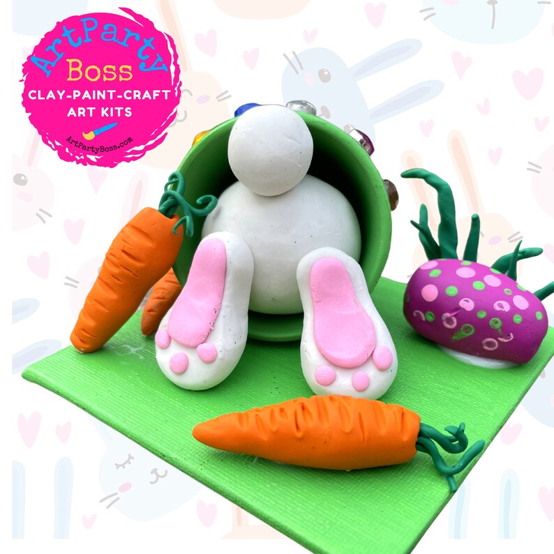 Bunny Clay art kit Cute bunny art Party Favors Art kit for kids Craft kit Creative Birthday Gift for kids Spring art kit Clay Bunny