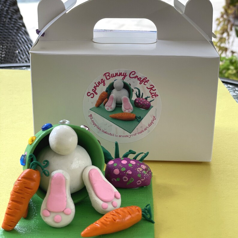 Bunny Clay art kit Cute bunny art Party Favors Art kit for kids Craft kit Creative Birthday Gift for kids Spring art kit Clay Bunny