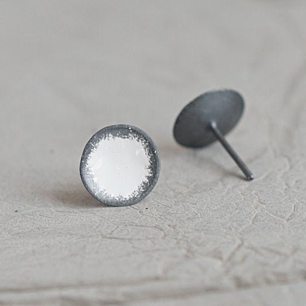 Little White Silver Stud Earrings, Minimalist Earrings, Tiny Stud Earrings, Geometric Earrings, Post Earrings, Trendy Jewelry,Boho Earrings