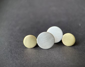 Mismatched Double Dots Earrings, Mixed Metal Earrings, Handmade Minimalist Earrings, Geometric Earrings,