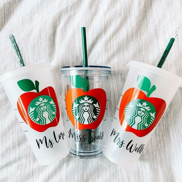 Teacher Starbucks Cup | Apple Starbucks | Starbucks Teacher Cup | Personalized Starbucks Cup | Teacher Appreciation | Custom Teacher Tumbler