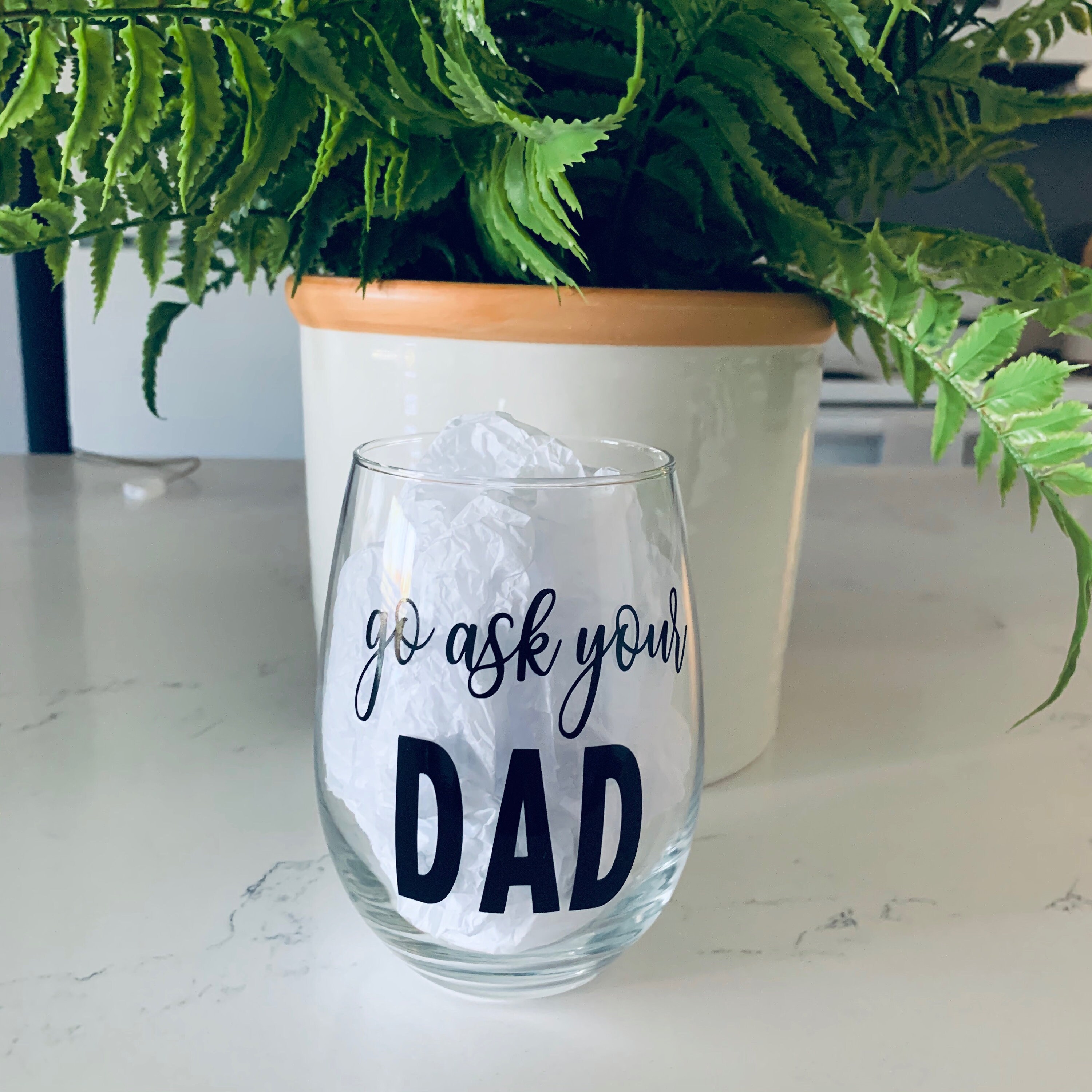 Funny Dad Wine Glass Dad glass Mom glass Go ask your dad Etsy