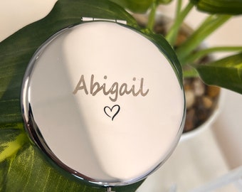 Personalised Mirror, Bridesmaid Proposal Gift, Wedding Favour, Compact Mirror, Maid of Honour, Bridal Shower Gift, Engraved Compact Mirror