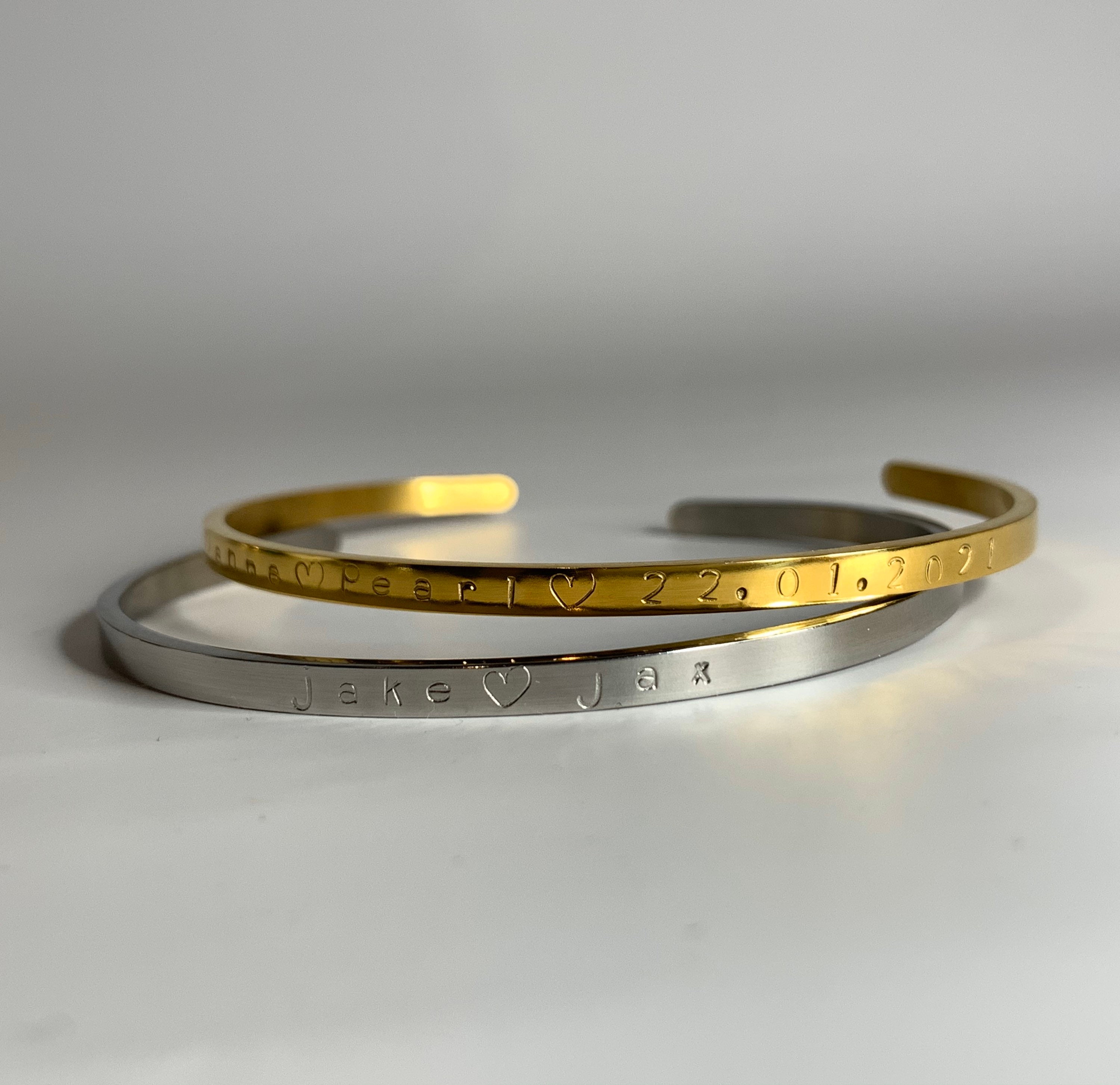 Personalised Cuff Bracelet Engraved Bracelet Personalised Etsy