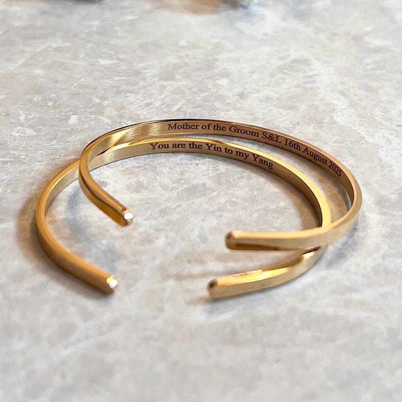 18k Personalised Bracelet, Dainty Cuff, Graduation Gift, Silver Engraved Bracelet, Custom Bracelet, Personalized Cuff, Inspirational Gift image 2
