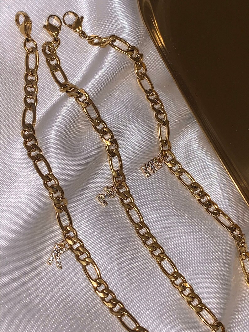 gold chain anklet with initial