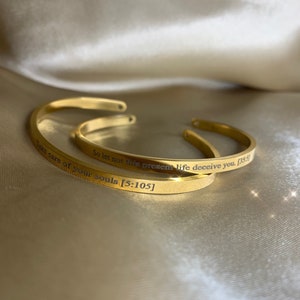 18k gepersonaliseerde manchetarmband, citeer gegraveerde armband, bruidsmeisjes cadeau, manchetarmband, gouden manchetarmband, zilveren armband, gouden armband afbeelding 4