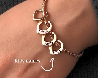 Mom Bracelet, Bracelet for Grandmother, Grandma Bracelet with Kids Names, Christmas Gift for Grandma, Birthday Gift For Grandmother