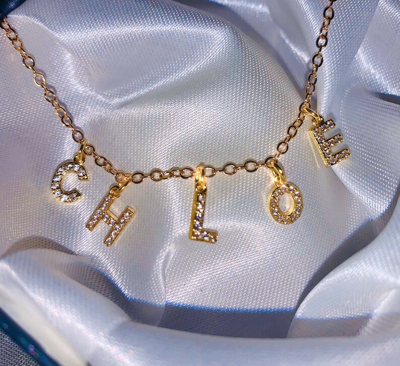 Spaced Letter Necklace Butterfly Name Necklace Letter Name Etsy