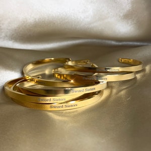 18k gepersonaliseerde manchetarmband, citeer gegraveerde armband, bruidsmeisjes cadeau, manchetarmband, gouden manchetarmband, zilveren armband, gouden armband afbeelding 7