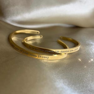 18k Personalised Bracelet, Dainty Cuff, Graduation Gift, Silver Engraved Bracelet, Custom Bracelet, Personalized Cuff, Inspirational Gift image 7