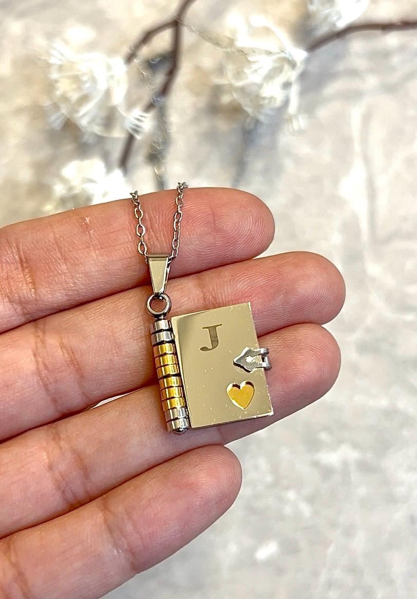 To My Love Book Necklace – Openable 6-Page Engraved Locket For Sister, Wife, Girlfriend, Or Mom – Heart Book Pendant Gift