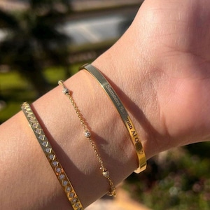 18k Personalised Bracelet, Dainty Cuff, Graduation Gift, Silver Engraved Bracelet, Custom Bracelet, Personalized Cuff, Inspirational Gift image 3
