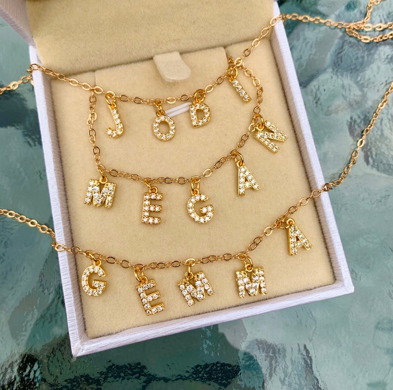 Spaced Letter Necklace Butterfly Name Necklace Letter Name Etsy