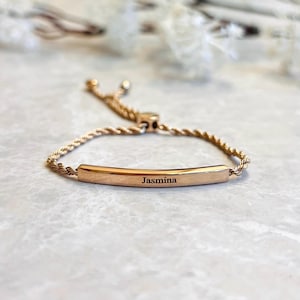 Personalized Bar Bracelet, Personalised Name Bracelet, Coordinates Bracelet, Bridesmaid Gift, Engraved Bracelet, Friendship Bracelet
