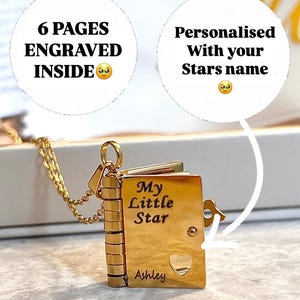 Personalized Book Necklace – Custom Name Engraved, 6-Page Story Locket, Gift For Granddaughter, Loved Ones