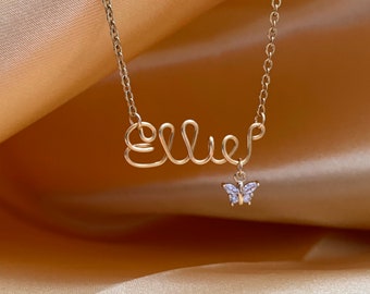 Wire Name Necklace - Etsy