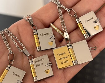 Collier livre, collier médaillon livre, médaillon personnalisé, cadeau personnalisé, cadeau livre, cadeaux pour amoureux des livres, accessoires de livres, cadeau pour soeur