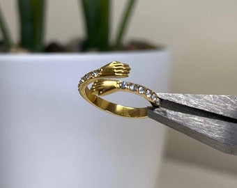 Knuffelring, verstelbare waterveilige ring, knuffelende handring, liefdesknuffelring, paarliefdeknuffelring, stapelbare ring, alledaagse ring, duurzame ring