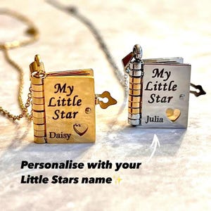 Daughter Book Necklace, My Little Star Book Necklace, Locket for Daughter, Gift from Mom and Dad, Personalised Necklace for Daughter,