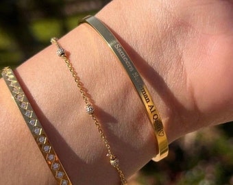 Personalised Bracelet, Cuff Bracelet, Engraved Bracelet, Personalized Jewelry, Friendship Bracelet Cuff, Bridesmaid Bracelet, Gold Bangle