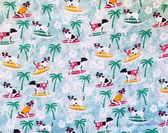 Surfing Dog Fabric Etsy