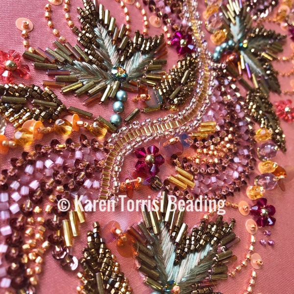 BEAD PACK, with beads & fabric: Autumn Leaves Hand Bead Embroidery