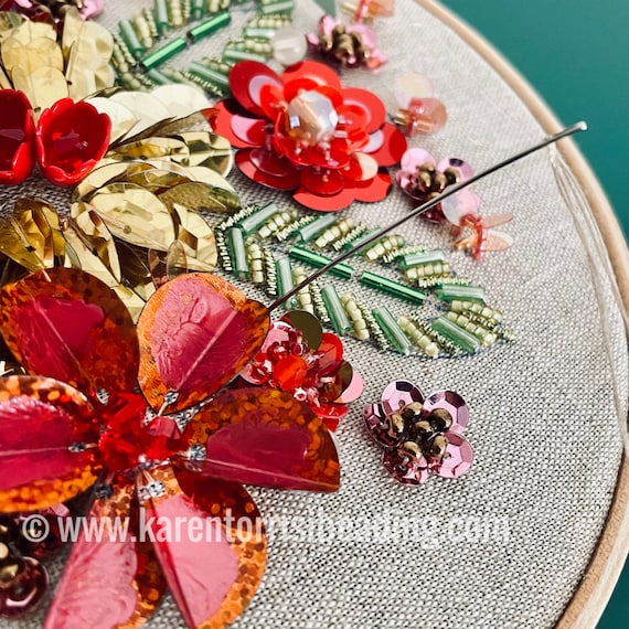 Christmas Bead Embroidery Kit, Pattern & Instructions Only, Left