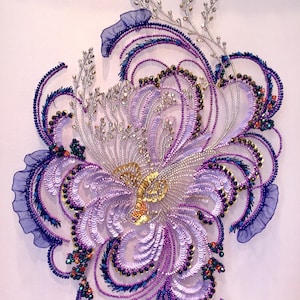 Tambour Beading, Pattern & Instructions only, Right Handed without beads : Bird of Paradise Bead Embroidery