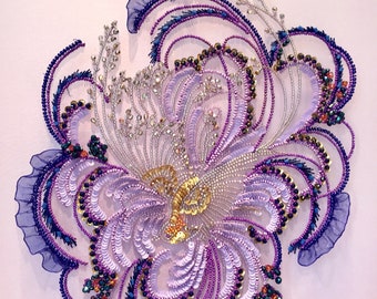 Tambour Beading, Pattern & Instructions only, Right Handed without beads : Bird of Paradise Bead Embroidery