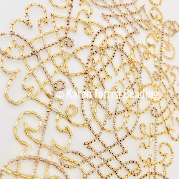 BEAD PACK, with beads: Edwardian Gold V1 Hand Bead Embroidery or Tambour Beading