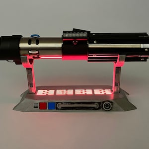 Lightsaber Display Stand With LED Light (Red Light Steel Finish )