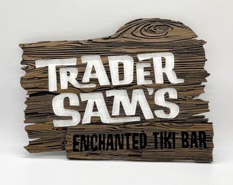 Hand-painted Disneyland Trader Sam's Enchanted Tiki Bar Inspired Sign