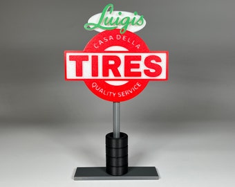 Disneyland Pixar Cars Luigi's Casa Della Tires Inspired Stand Up Sign