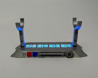 Suporte para exibição de sabre de luz com luz LED (acabamento em aço com luz azul)