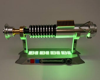 Lightsaber Display Stand With LED Light (Green Light Steel Finish)