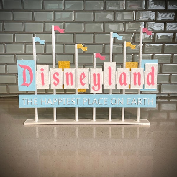 Disneyland Resort Entrance Inspired Stand Up Sign (Pink, Blue, and Gold Version)