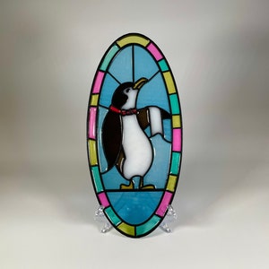 Disneyland Jolly Holiday Bakery Mary Poppins Penguin Waiter Faux Stained Glass Window Replica Suncatcher