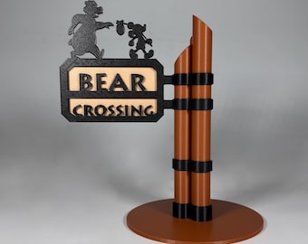 Miniature Wilderness Lodge Resort Bear Crossing Sign Stand