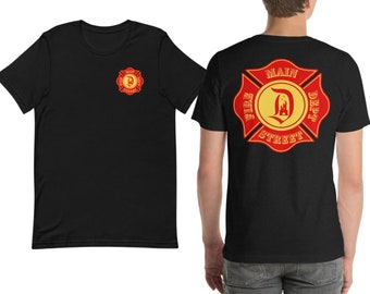 Disneyland Main Street Fire Department Inspired Unisex t-shirt (Front and Back Design)