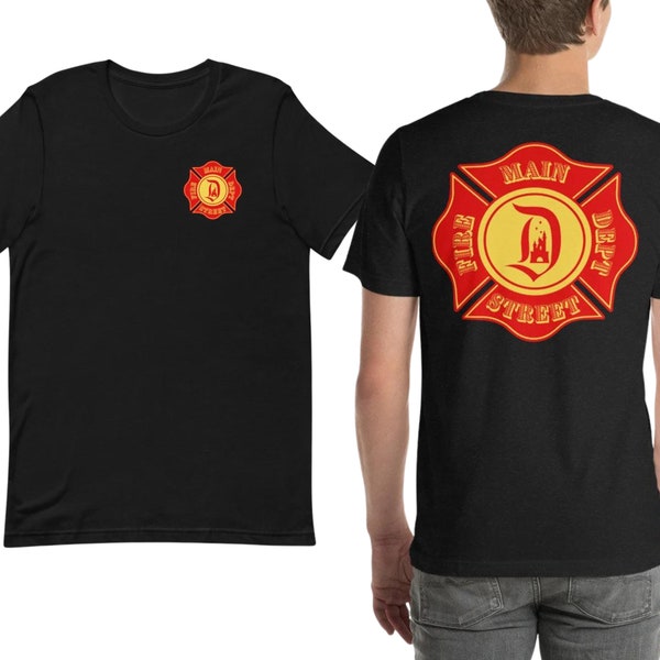 Disneyland Main Street Fire Department Inspired Unisex t-shirt (Front and Back Design)