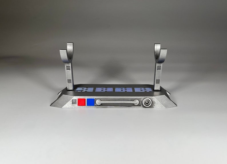 Light up Star Wars lightsaber display stand with blue lighting