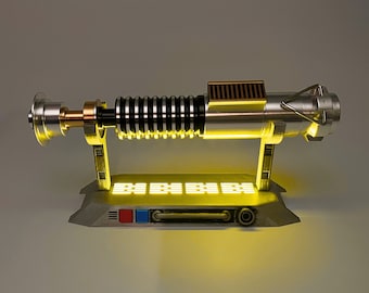 Lichtschwertständer mit LED-Licht (gelbes Lichtstahl-Finish)
