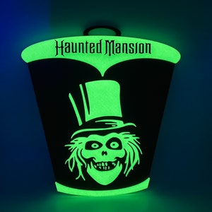 Glow in the Dark Haunted Mansion Hatbox Ghost Inspired Sign