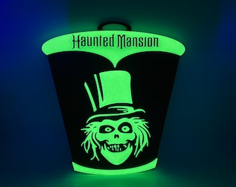 Glow in the Dark Haunted Mansion Hatbox Ghost Inspired Sign