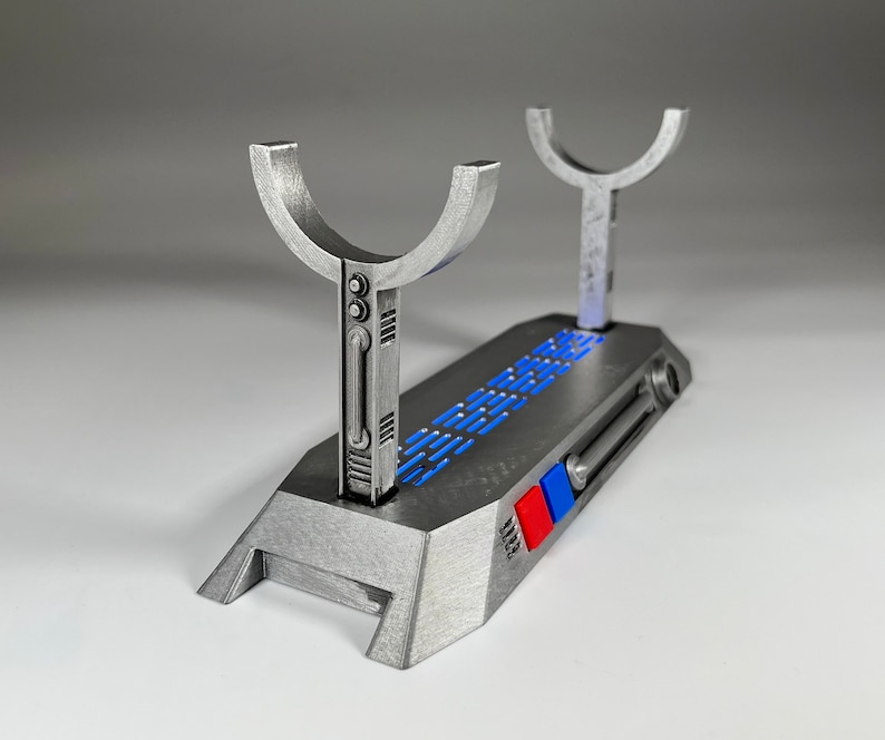 Light up Star Wars lightsaber display stand with blue lighting