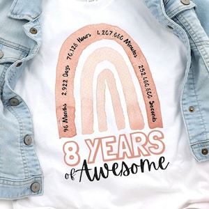 8th Birthday Shirts, Girl, 8th Birthday TShirts, Eight Year Old Girl Shirts, 8 Year old Birthday, 8th Birthday Shirt, Gift